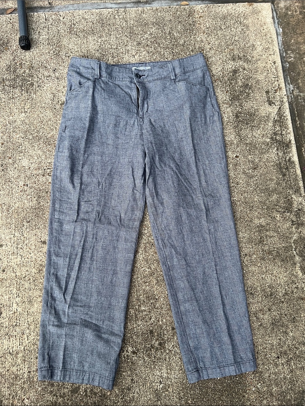 36x27 -Women’s Gray Linen-Blend Casual Trousers